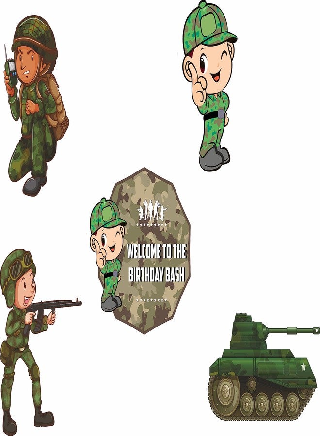 Untumble Camouflage Birthday Decoration Kit | Army Theme With Golden Foil Curtain, Happy Birthday Banner, Posters & Balloons | Military Decorations | Pack of 108 - Image 4